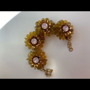 J.Crew flower gold and pink bracelet